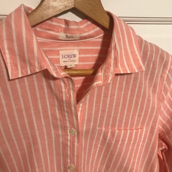J Crew Popover Cotton/Linen Boy fit shirt - Picture 3 of 5
